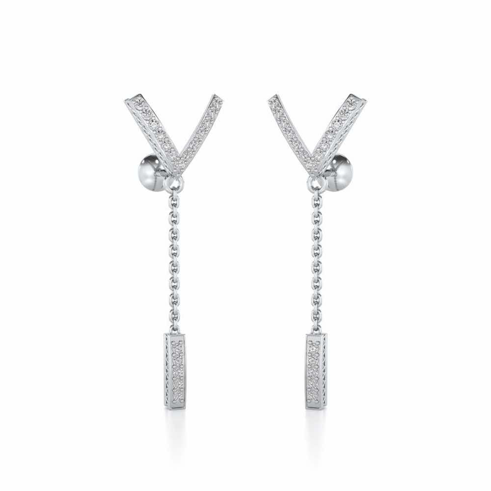 Vivacious Silver Earrings - White Gold - Image 2