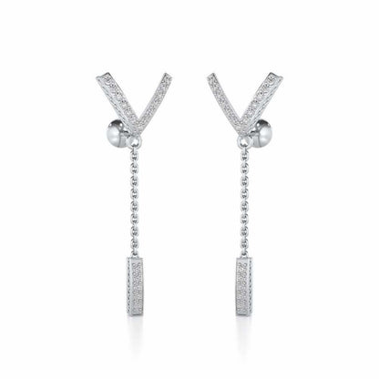 Vivacious Silver Earrings - White Gold - Image 2
