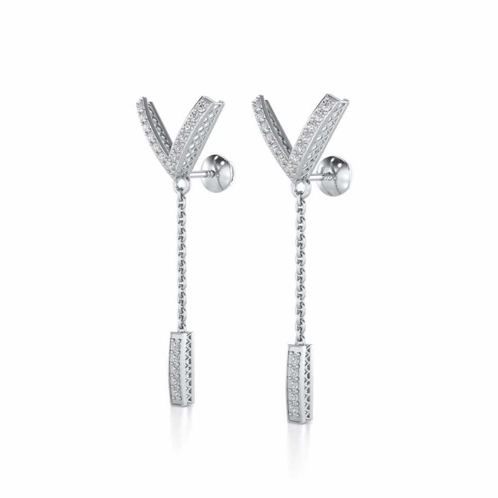 Vivacious Silver Earrings - White Gold - Image 3
