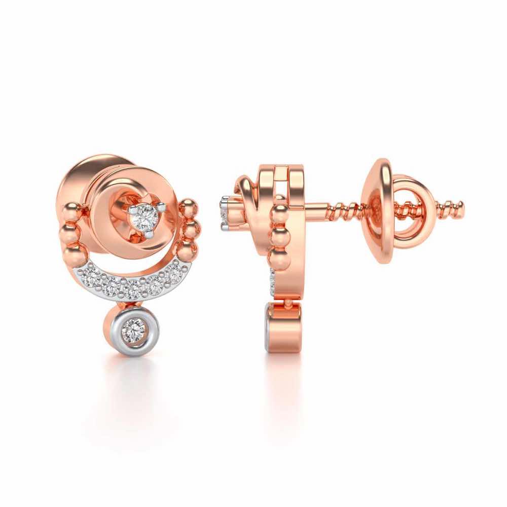 Vrindha Silver Earrings - Rose Gold - Image 3