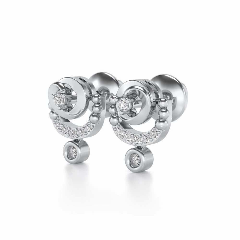 Vrindha Silver Earrings - White Gold - Image 2