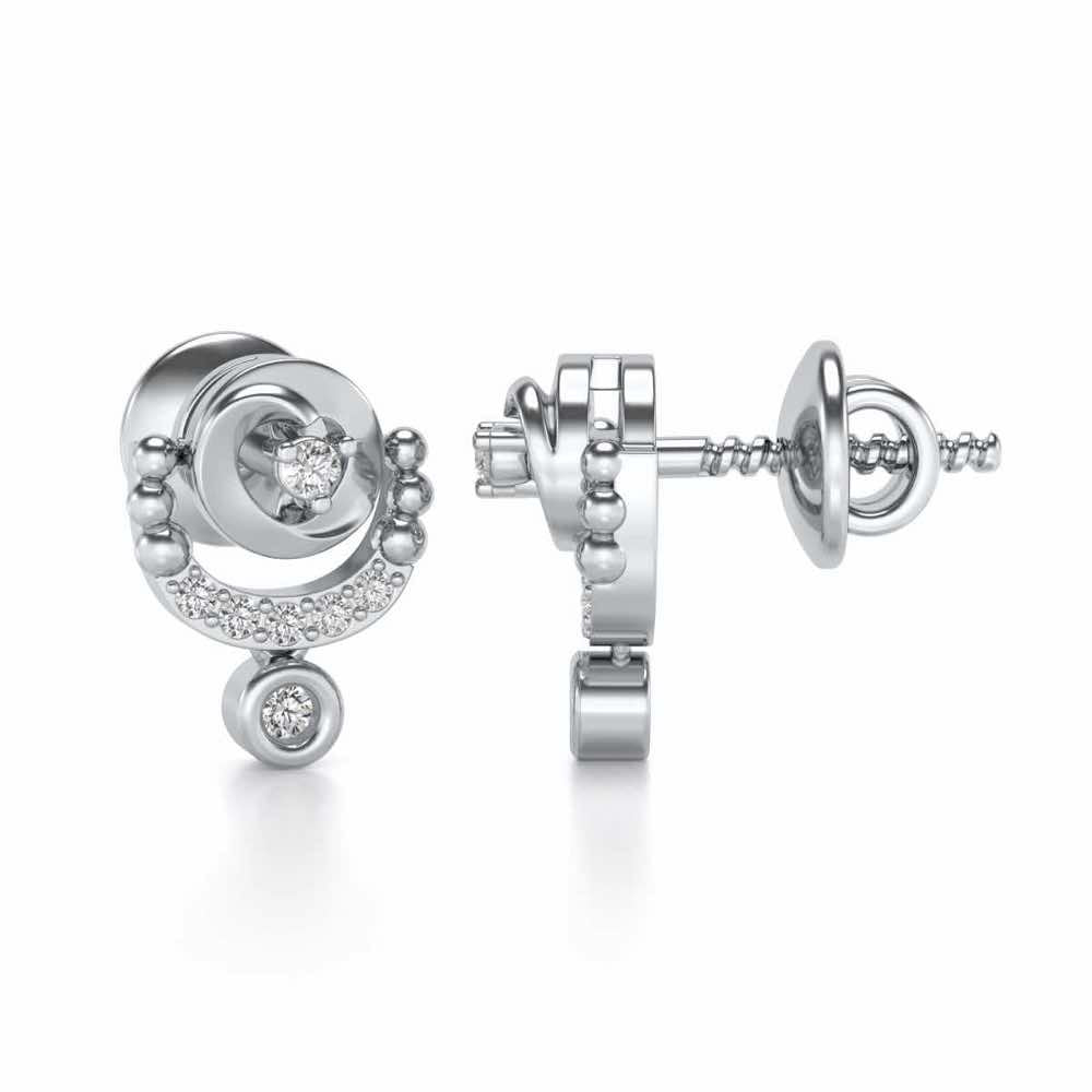 Vrindha Silver Earrings - White Gold - Image 3