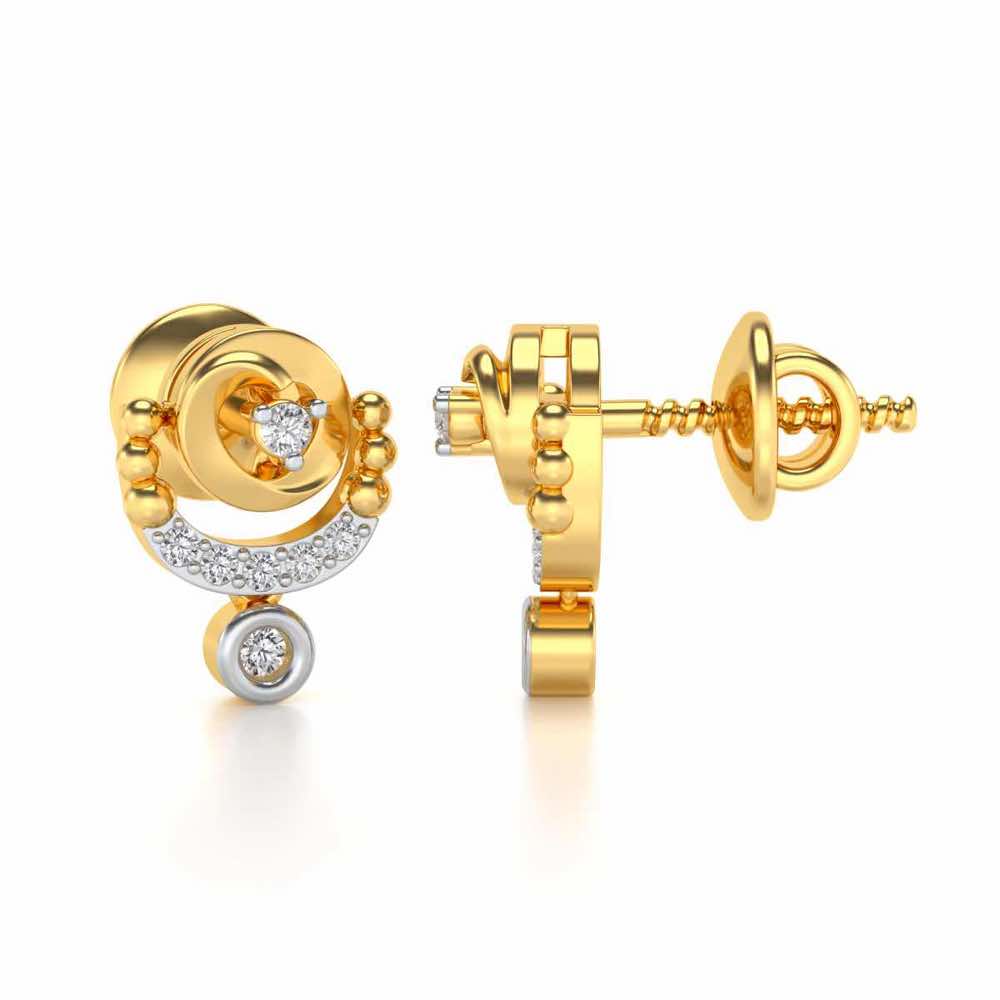 Vrindha Silver Earrings - Yellow Gold - Image 3