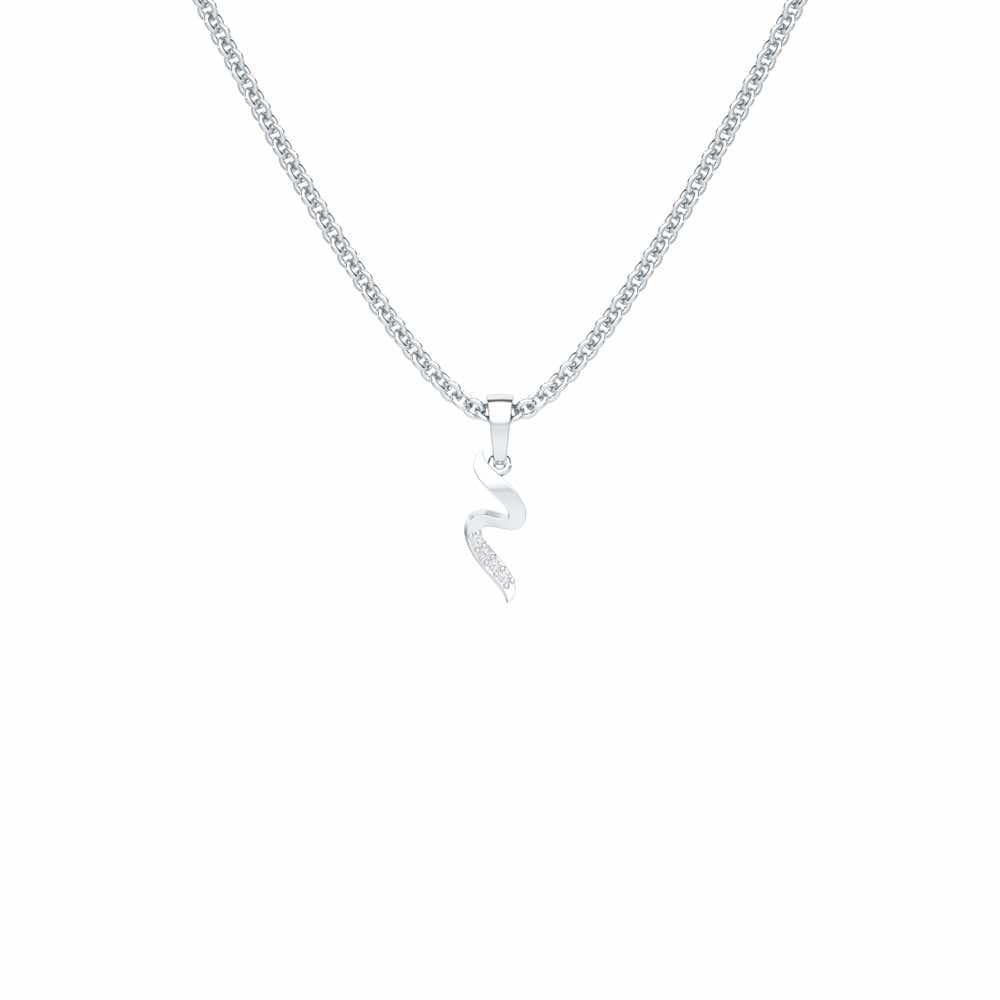 Tilde Silver Pendant - White Gold - Image 1