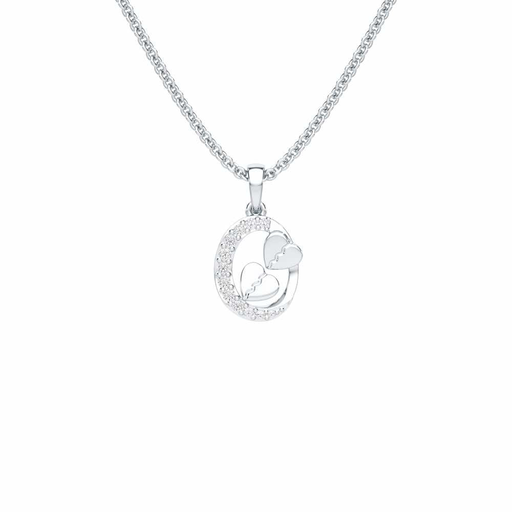 Hearts Of Gleam Silver Pendant - White Gold - Image 1