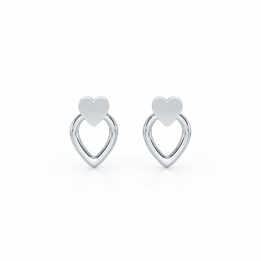 Mini Hearts Silver Earrings - White Gold - Image 1