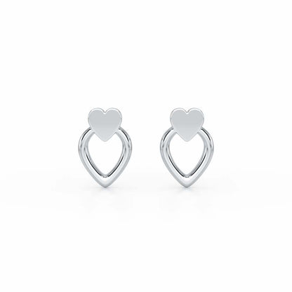 Mini Hearts Silver Earrings - White Gold - Image 1