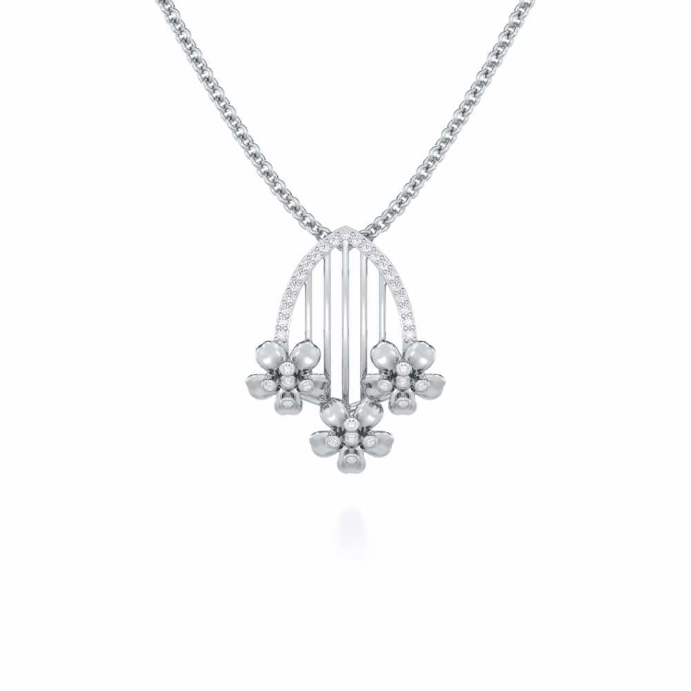 Zenith Strings Silver Pendant - White Gold - Image 1