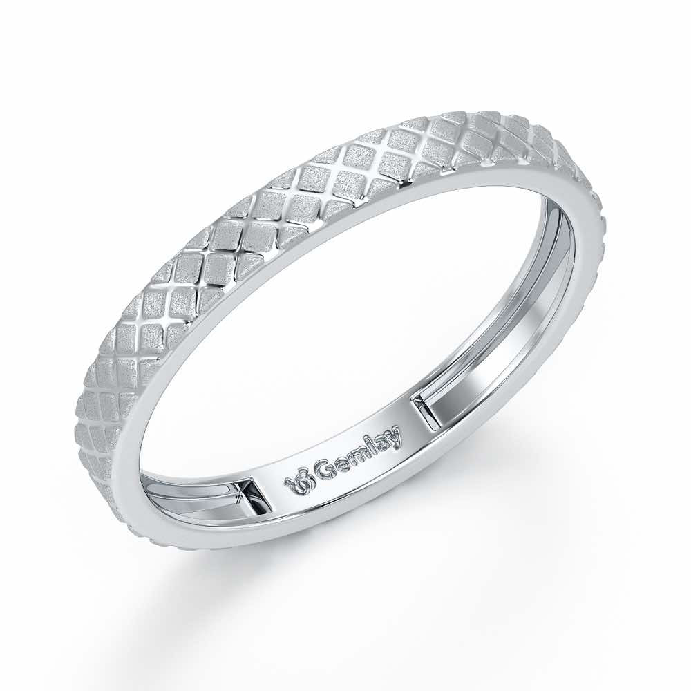 Etched Cross Silver Ring - White Gold - Image 1