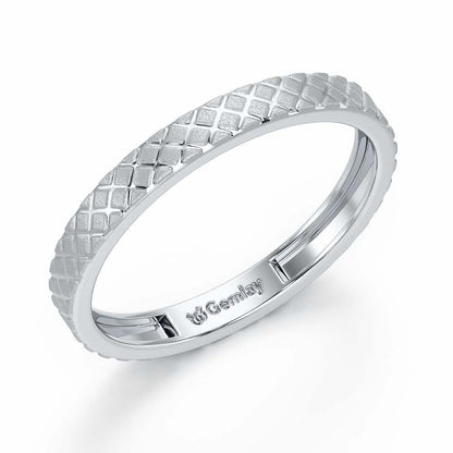 Etched Cross Silver Ring - White Gold - Image 1