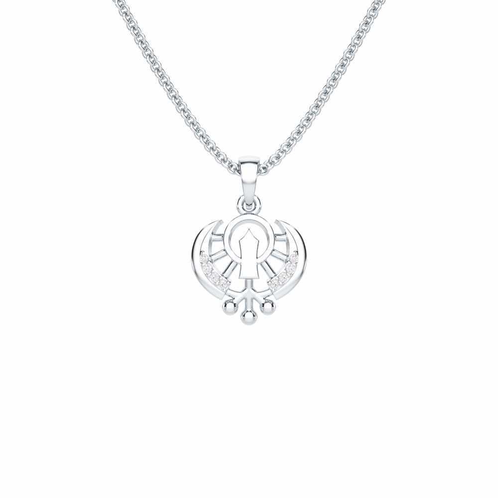 Khalsa Divine Silver Pendant - White Gold - Image 1