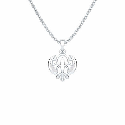 Khalsa Divine Silver Pendant - White Gold - Image 1