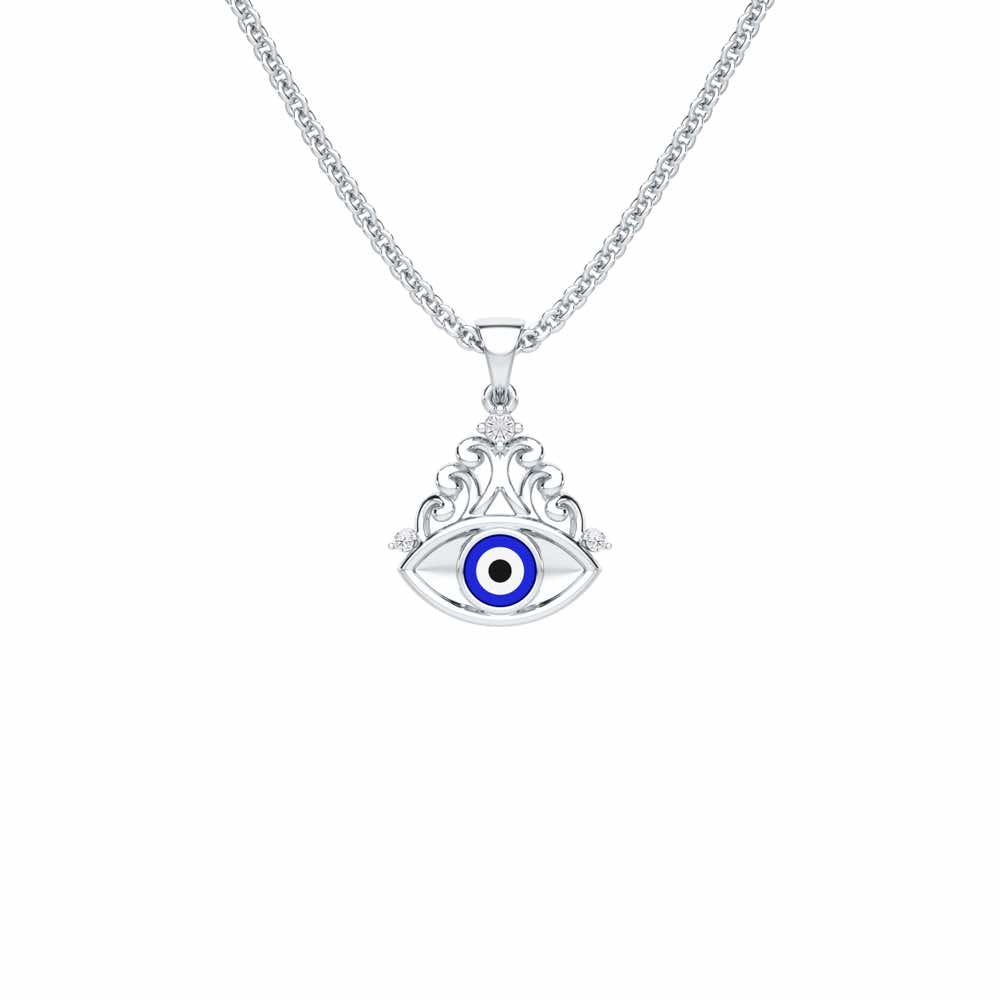 Serenity Shield Silver Pendant - White Gold - Image 1
