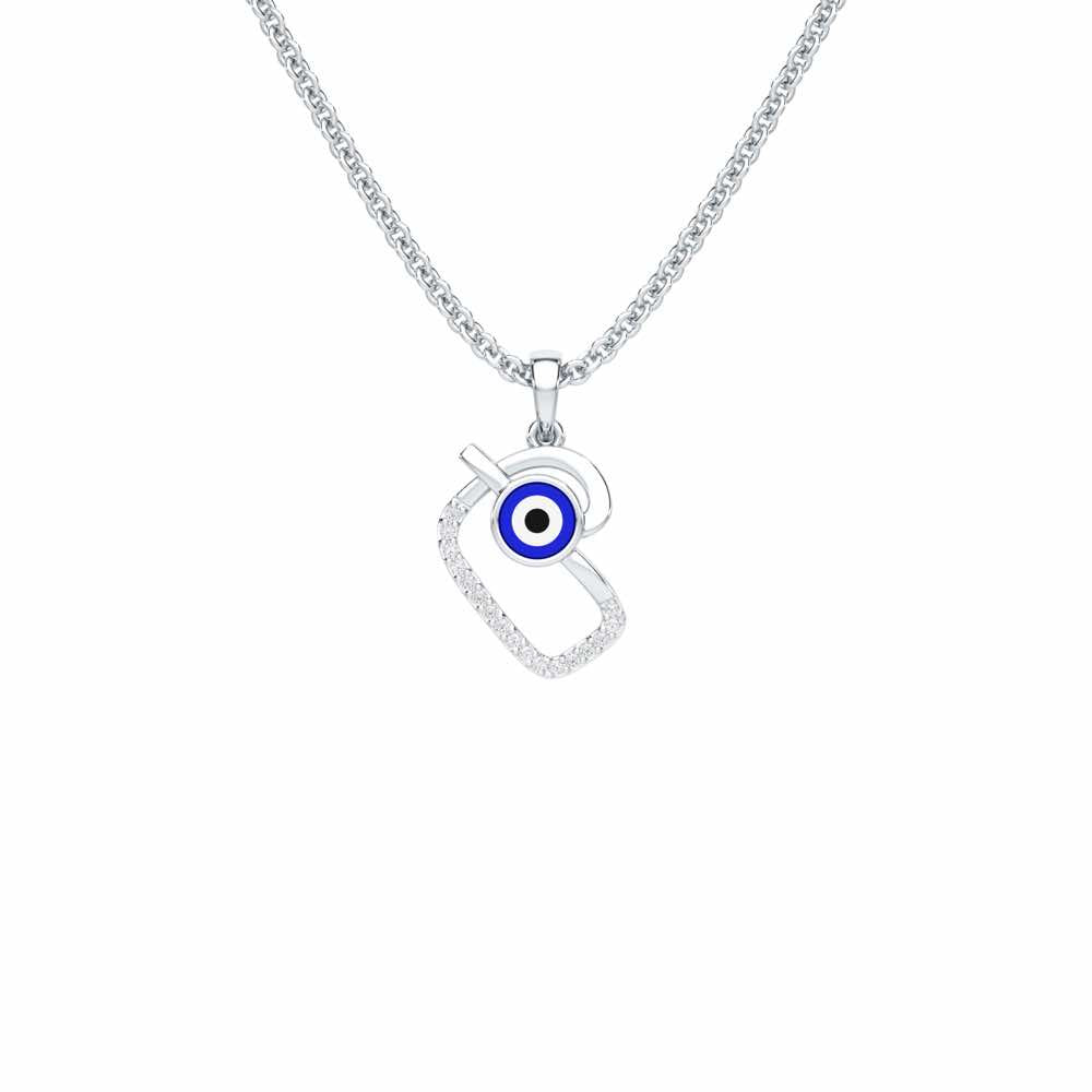 Eye of Fortune Silver Pendant - White Gold - Image 1