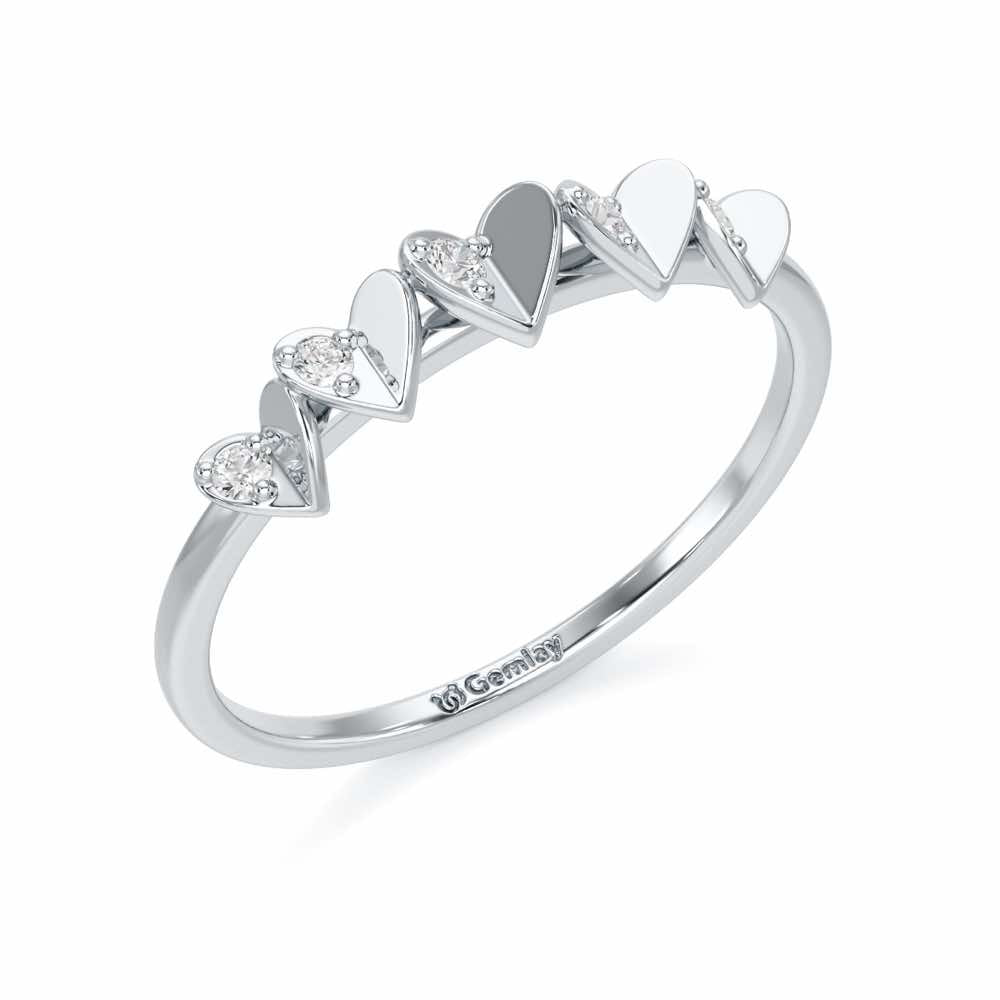 Heart Together Silver Ring - White Gold - Image 1