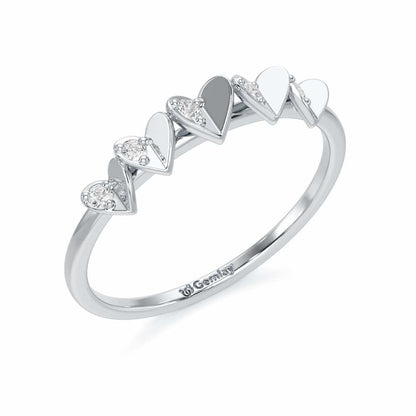 Heart Together Silver Ring - White Gold - Image 1