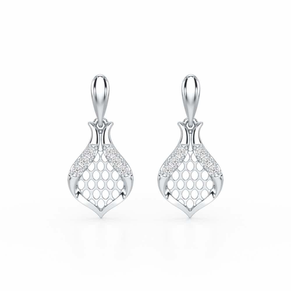 Pasha Elegance Dangler Silver Earrings - White Gold - Image 1