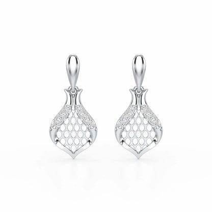 Pasha Elegance Dangler Silver Earrings - White Gold - Image 1