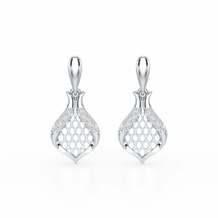 Pasha Elegance Dangler Silver Earrings - White Gold - Image 1