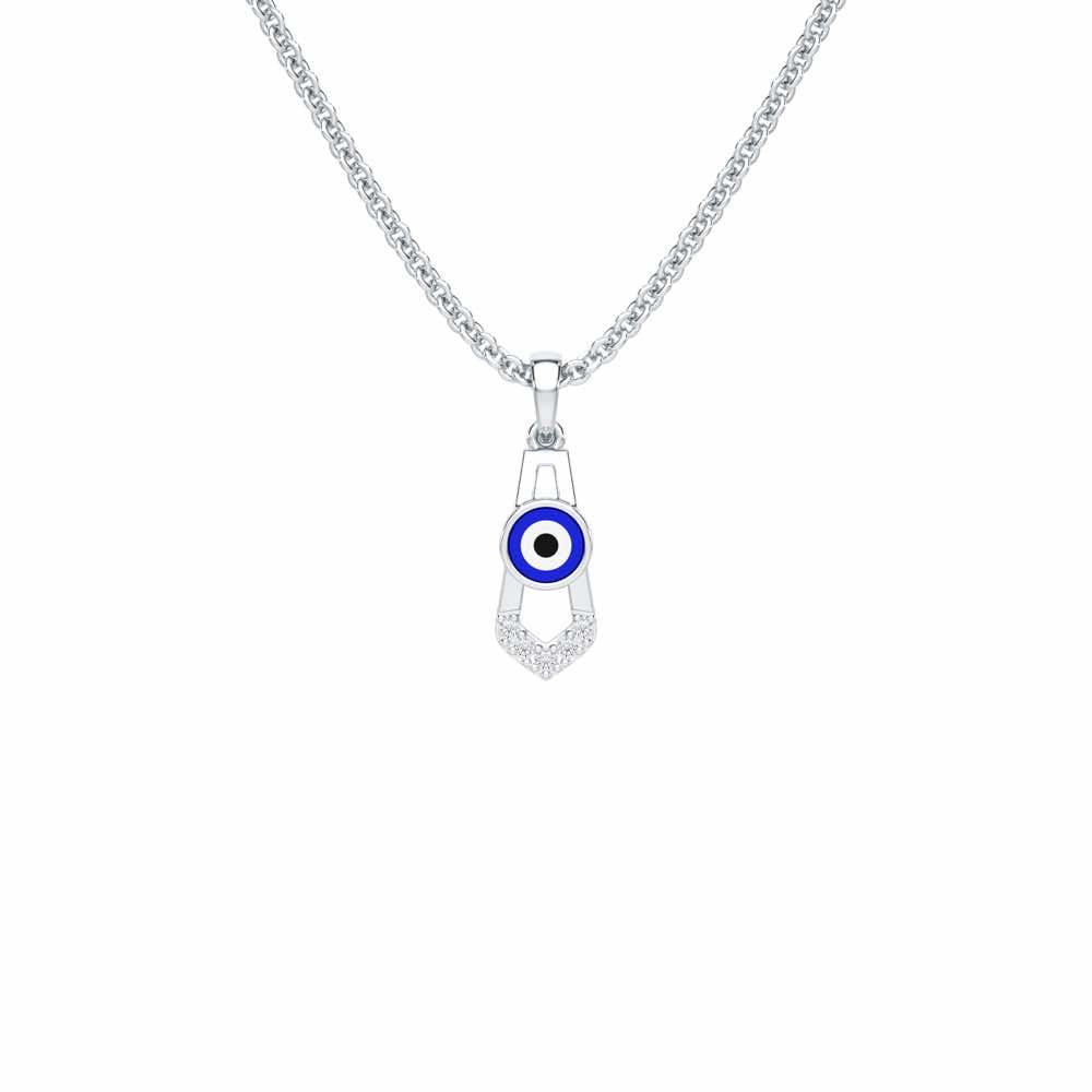 Guardian Gaze Silver Pendant - White Gold - Image 1