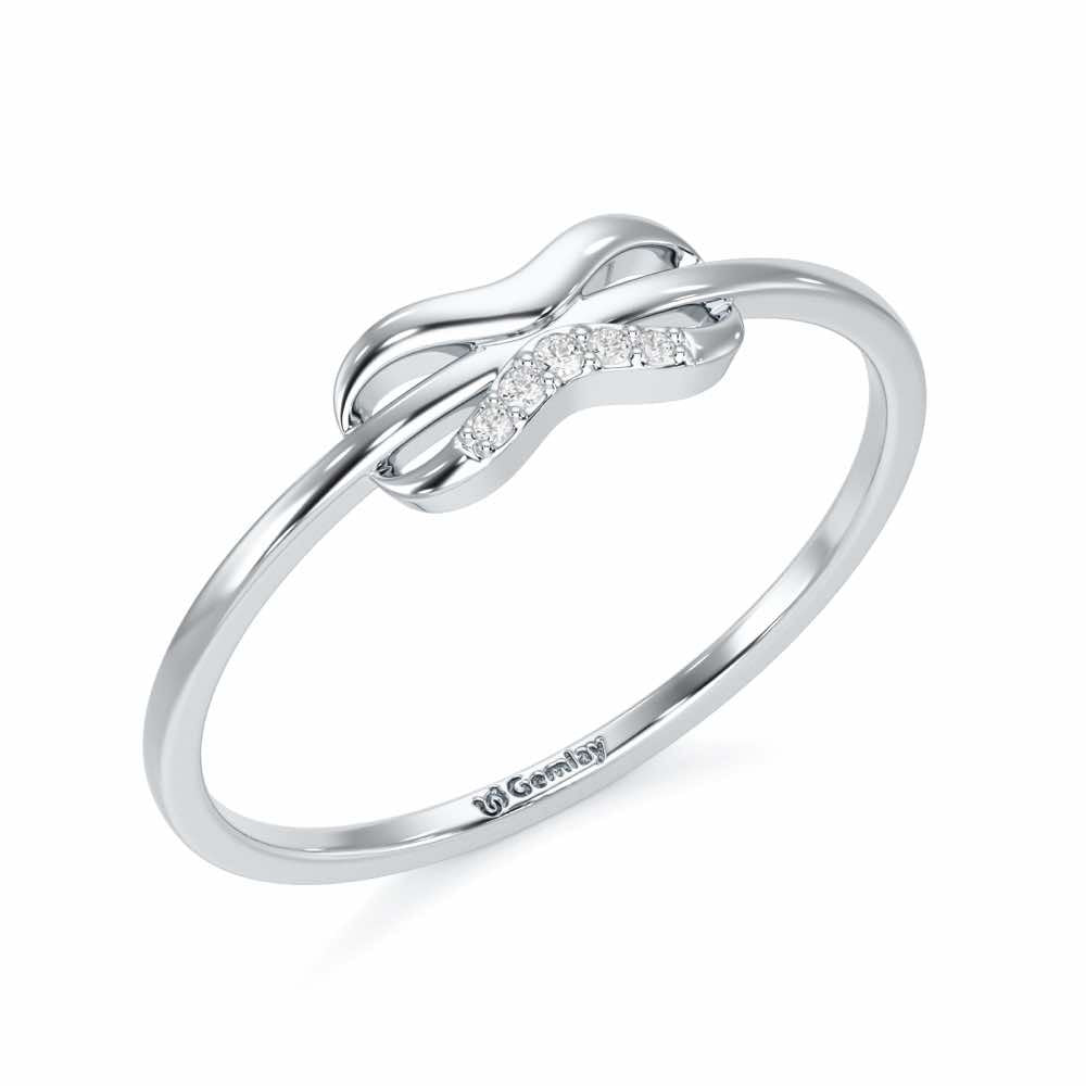 Quirky Wave Silver Ring - White Gold - Image 1