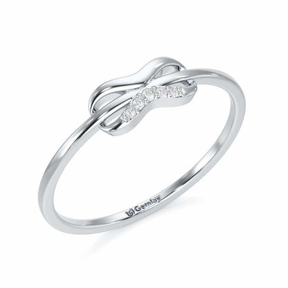 Quirky Wave Silver Ring - White Gold - Image 1