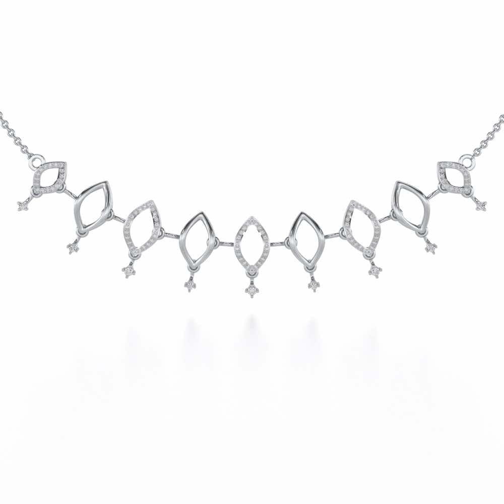 Ocean Serenity Silver Necklace - White Gold - Image 1
