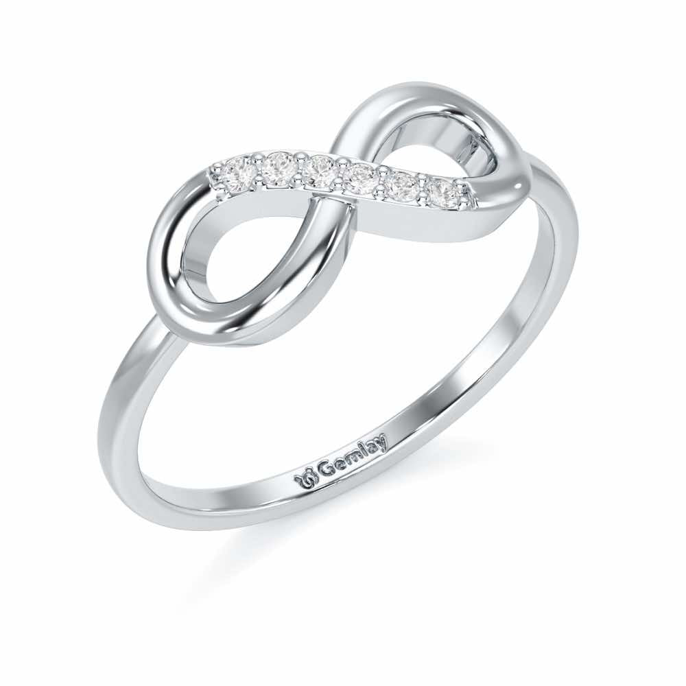 Glint of Infinity Silver Ring - White Gold - Image 1