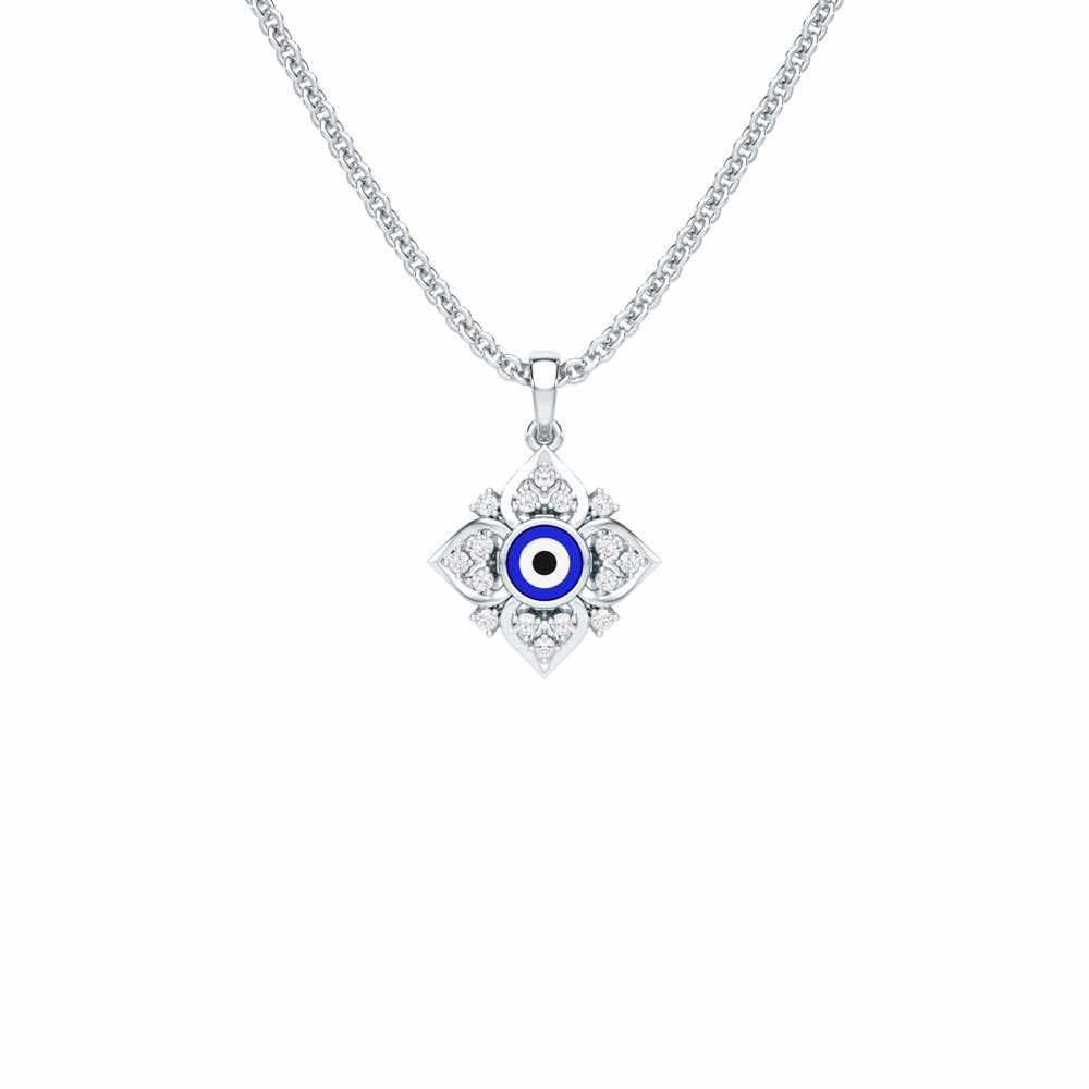 Watchful Charm Silver Pendant - White Gold - Image 1