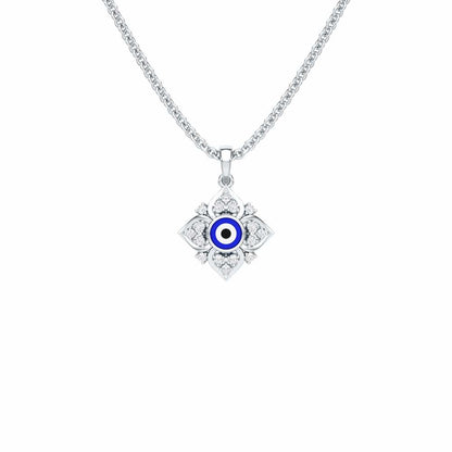 Watchful Charm Silver Pendant - White Gold - Image 1