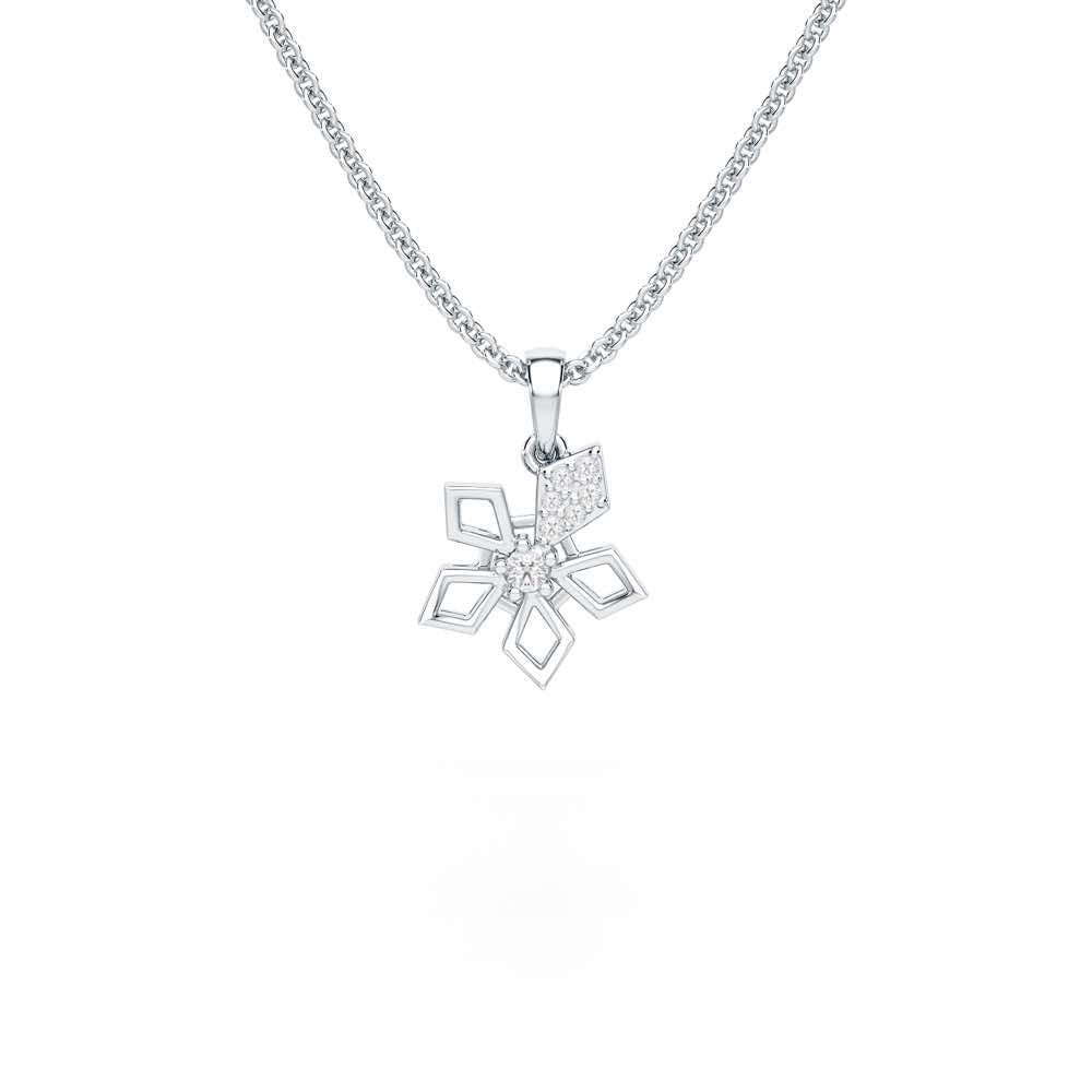 Floral radiance Silver Pendant - White Gold - Image 1