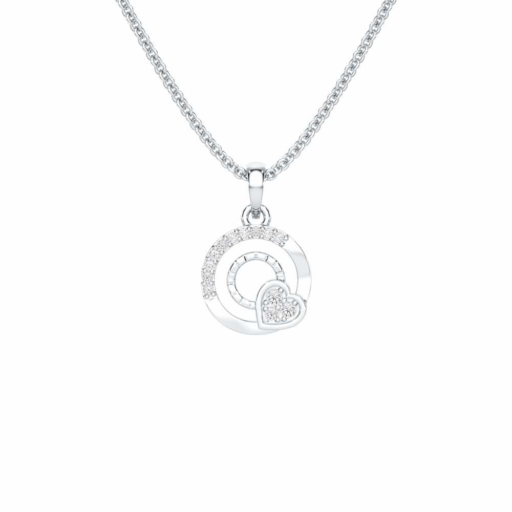 Celestial Heart Silver Pendant - White Gold - Image 1