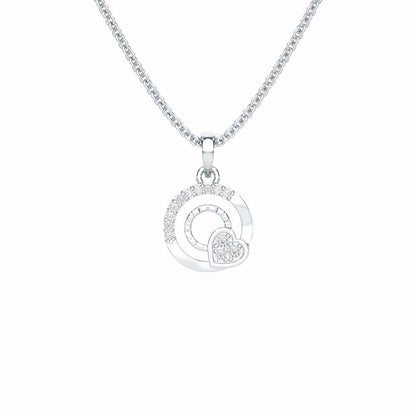 Celestial Heart Silver Pendant - White Gold - Image 1