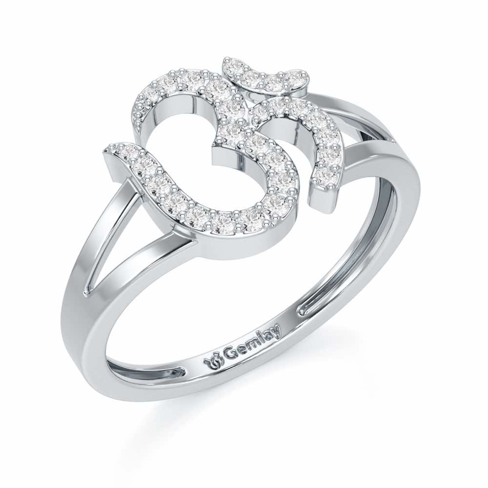 Pristine Om Silver Ring - White Gold - Image 1