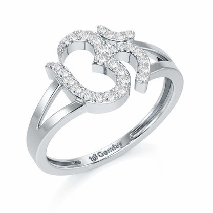 Pristine Om Silver Ring - White Gold - Image 1