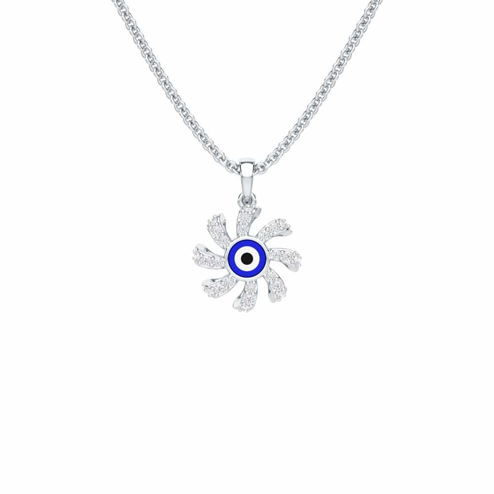 Enchanted Eye Silver Pendant - White Gold - Image 1