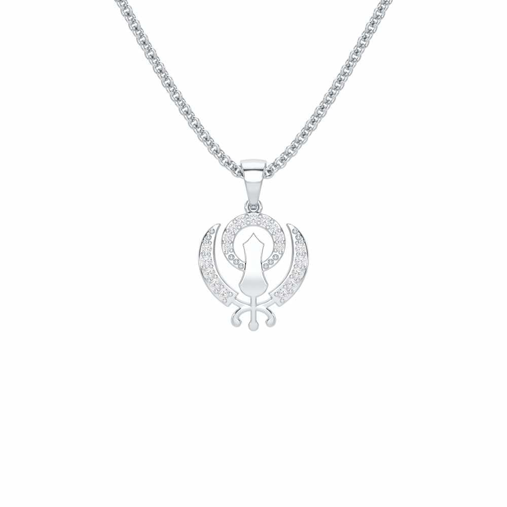 Khalsa Eternal Silver Pendant - White Gold - Image 1