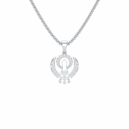 Khalsa Eternal Silver Pendant - White Gold - Image 1