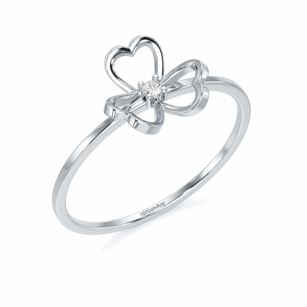 Flower Chord Silver Ring - White Gold - Image 1