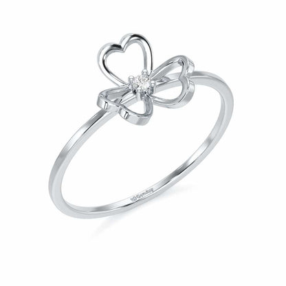 Flower Chord Silver Ring - White Gold - Image 1