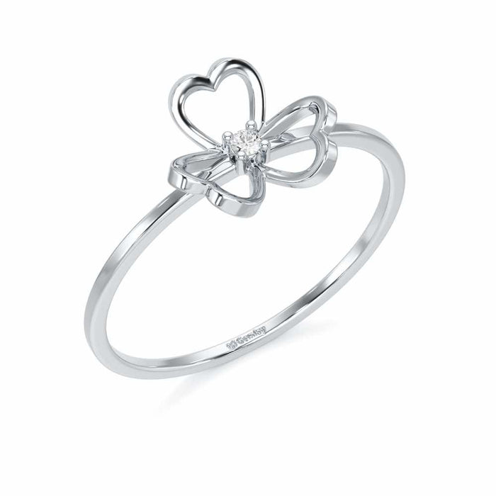 Flower Chord Silver Ring - White Gold - Image 1