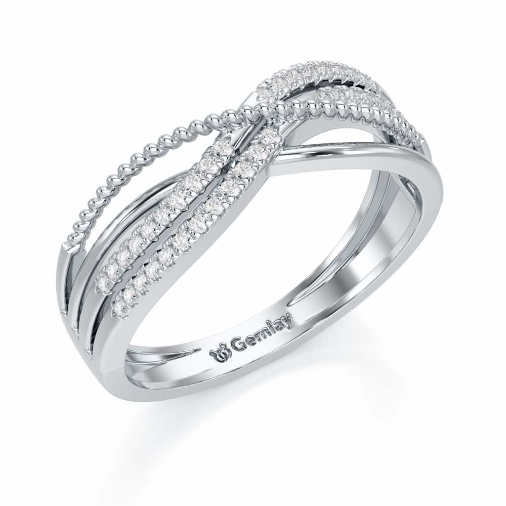 Crssing Wave Silver Ring - White Gold - Image 1