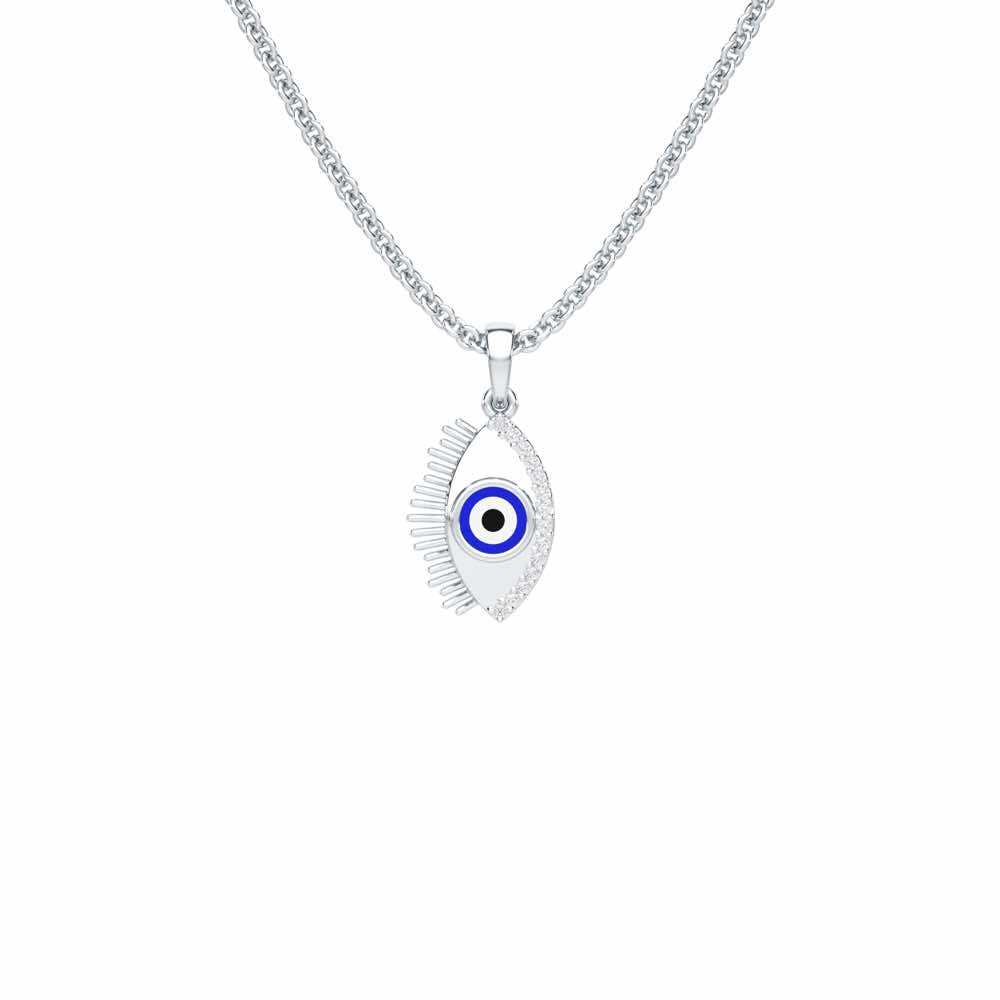 Blue Eye Silver Pendant - White Gold - Image 1