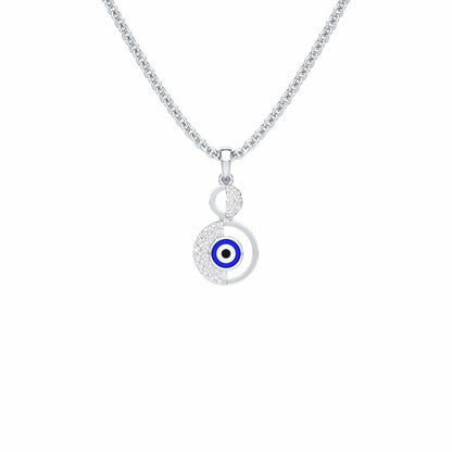Evil Eye Sentinel Silver Pendant - White Gold - Image 1