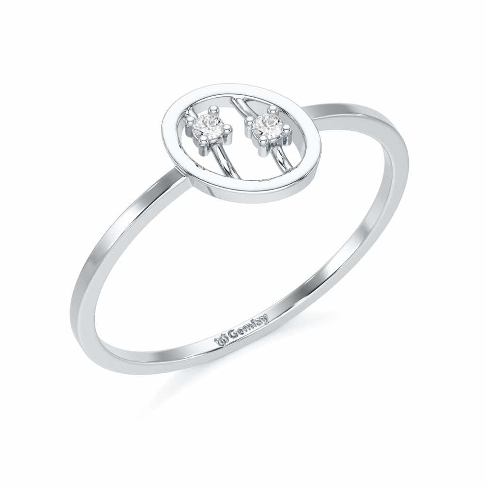 Twin Shine Silver Ring - White Gold - Image 1