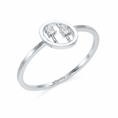 Twin Shine Silver Ring - White Gold - Image 1