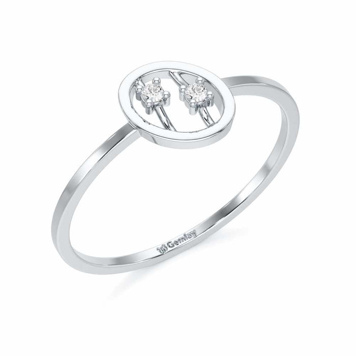 Twin Shine Silver Ring - White Gold - Image 1