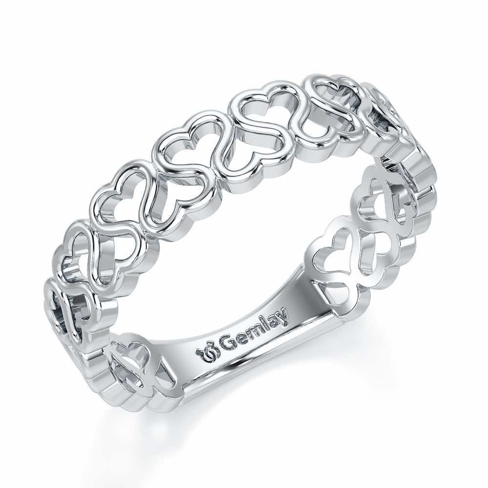 Heart Ziggle Silver Ring - White Gold - Image 1