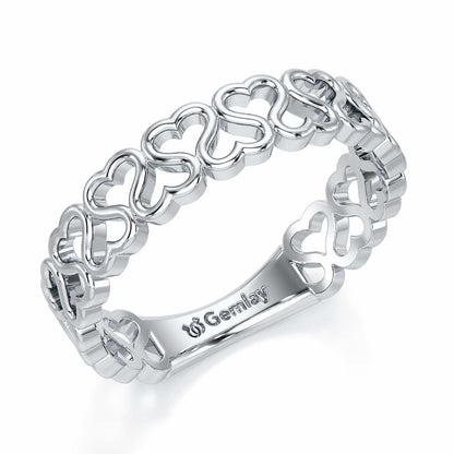 Heart Ziggle Silver Ring - White Gold - Image 1