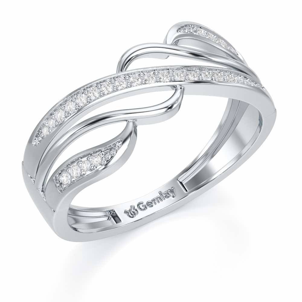 Luminis Wave Silver Ring - White Gold - Image 1